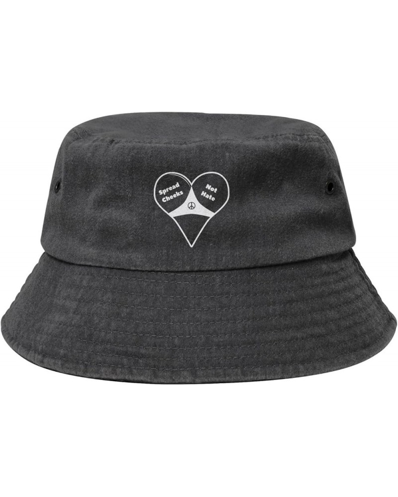 Spread Cheek Not Hate Bucket Hat Summer Travel Sun Hat Fisherman Cap for Women Men Black Black $10.55 Bucket Hats