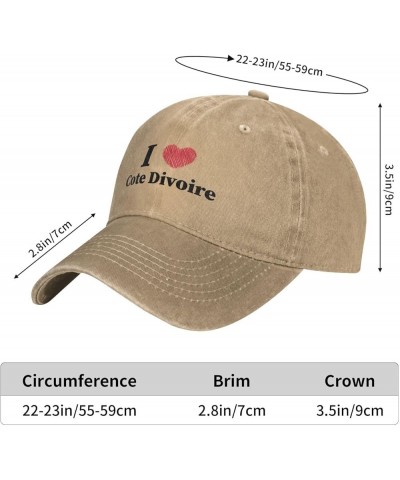 I Love Cote Divoire Baseball Cap for Men Women Hats Adjustable Vintage Cowboy Hat Natural $11.85 Cowboy Hats