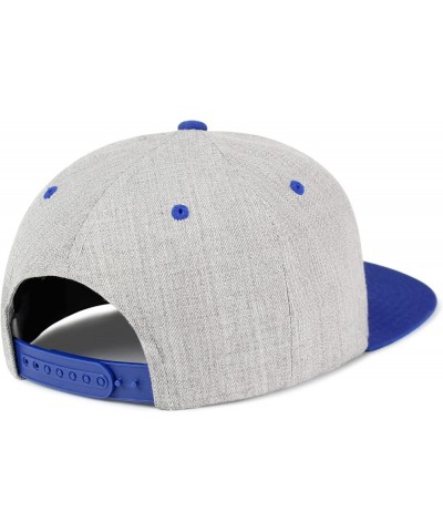 Elephant Embroidered Yupoong Flat Bill 6 Panel Snapback Hat Zoo Light Heather/Blue $16.49 Baseball Caps