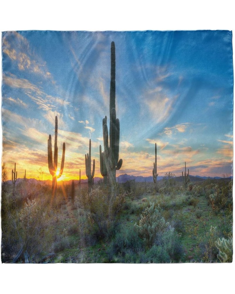 Saguaro Head Scarf, Cactus Noon, Hair Wrap Green Blue $14.26 Scarves