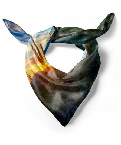 Saguaro Head Scarf, Cactus Noon, Hair Wrap Green Blue $14.26 Scarves