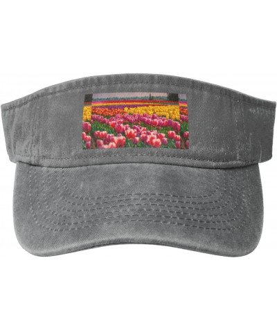 Colorful Tulips Print Stylish Denim Open-Top Sun Hat for Everyday Wear and Sports $11.62 Sun Hats