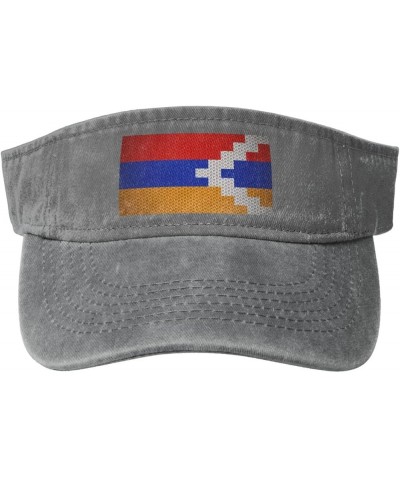 Flag of Artsakh Sun Visor Hats for Women Men Sun Hat Vintage Golf Hat Adjustable Baseball Cap Gray $12.38 Visors