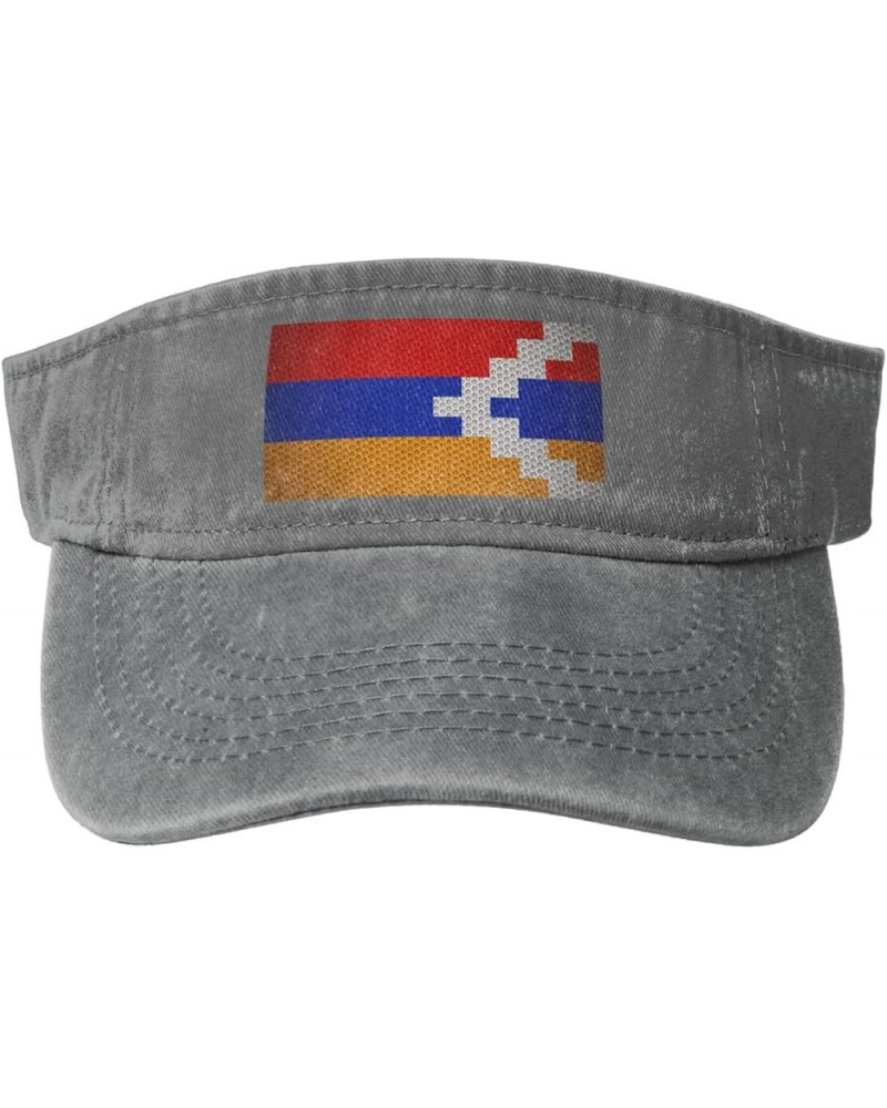 Flag of Artsakh Sun Visor Hats for Women Men Sun Hat Vintage Golf Hat Adjustable Baseball Cap Gray $12.38 Visors