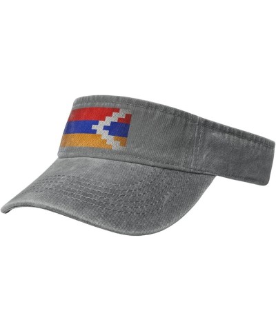 Flag of Artsakh Sun Visor Hats for Women Men Sun Hat Vintage Golf Hat Adjustable Baseball Cap Gray $12.38 Visors