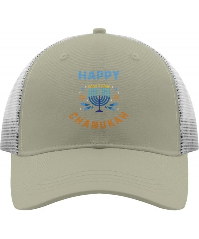 Womens Hat Hanukkah Chanukah Fitted Trucker Hats for Men Hats Snapback Happy Chanukah Retro Mesh Ball Cap Apricot $11.76 Base...