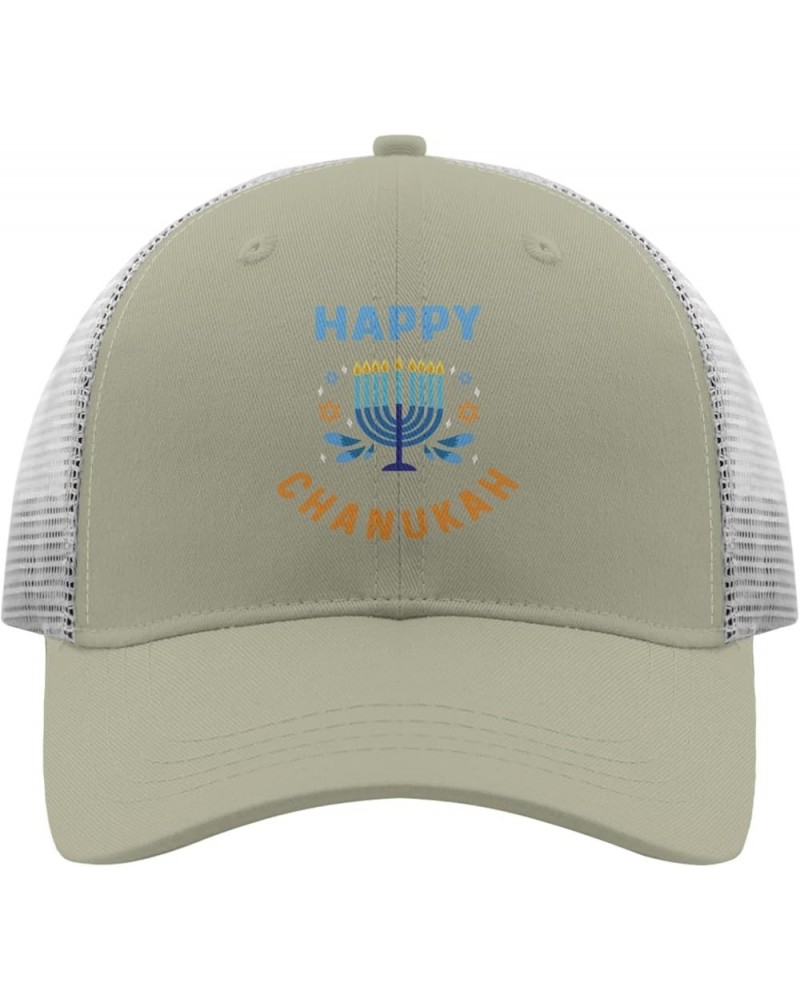 Womens Hat Hanukkah Chanukah Fitted Trucker Hats for Men Hats Snapback Happy Chanukah Retro Mesh Ball Cap Apricot $11.76 Base...