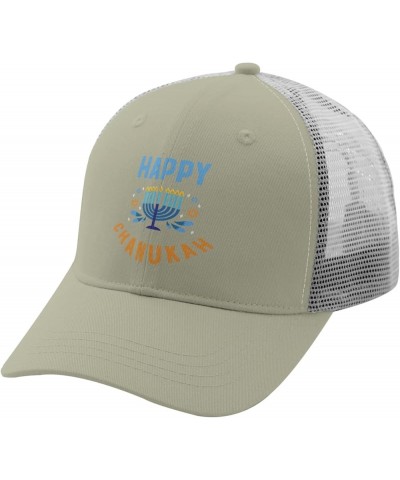 Womens Hat Hanukkah Chanukah Fitted Trucker Hats for Men Hats Snapback Happy Chanukah Retro Mesh Ball Cap Apricot $11.76 Base...