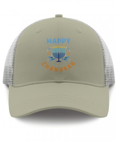 Womens Hat Hanukkah Chanukah Fitted Trucker Hats for Men Hats Snapback Happy Chanukah Retro Mesh Ball Cap Apricot $11.76 Base...