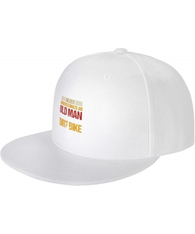 Never Underestimate an Old Man with A Dirt Bike Snapback Hats for Men Baseball Cap Trucker Hat Flat Brim Hats White $13.05 Ba...