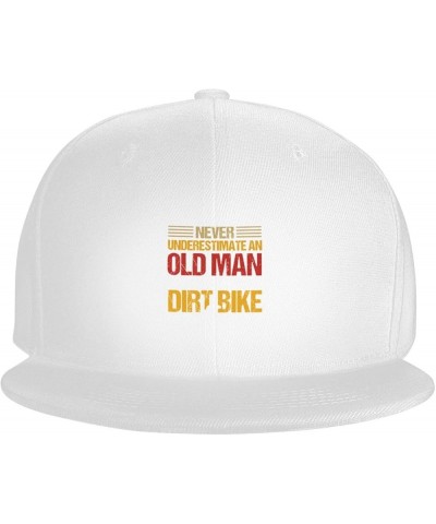 Never Underestimate an Old Man with A Dirt Bike Snapback Hats for Men Baseball Cap Trucker Hat Flat Brim Hats White $13.05 Ba...