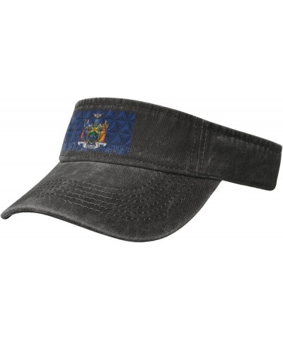 Polygon Effect of Flag of New York Sun Visor Hats for Women Men Adjustable Sports Sun Hats Cotton Golf Cap Black $13.11 Visors