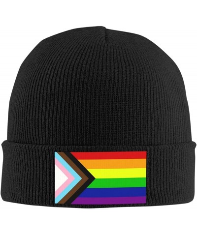 Transgender Pride Rainbow Flag LGBTQ Knit Hats Winter Warm Chunky Beanie Hat for Men Women Black $11.00 Skullies & Beanies