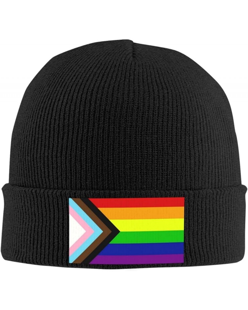 Transgender Pride Rainbow Flag LGBTQ Knit Hats Winter Warm Chunky Beanie Hat for Men Women Black $11.00 Skullies & Beanies