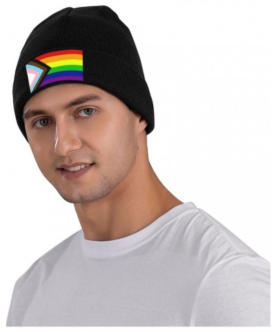 Transgender Pride Rainbow Flag LGBTQ Knit Hats Winter Warm Chunky Beanie Hat for Men Women Black $11.00 Skullies & Beanies