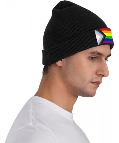 Transgender Pride Rainbow Flag LGBTQ Knit Hats Winter Warm Chunky Beanie Hat for Men Women Black $11.00 Skullies & Beanies