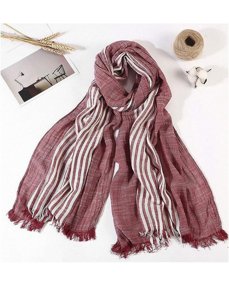 Womens Scarves Cotton Scarf Men Long Fashion Blue Black Color Striped Scarf Luxury Warm Autumn and Winter Scarves Men Scarf W...