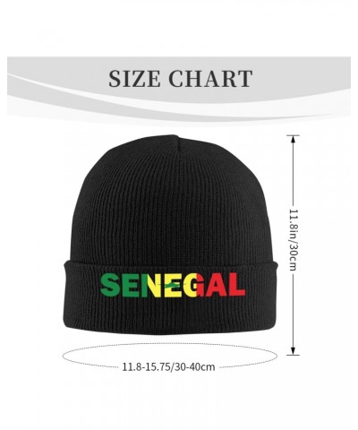 Senegal Flag Senegalese Text Word Art Crafted Comfort Premium Yarn Beanies for All Seasons Black $14.45 Skullies & Beanies