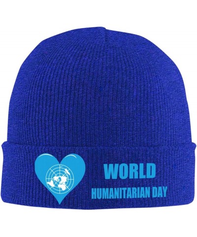 Humanitarian Day Winter Warm Knit Hat - Soft, Classic,Stretchy Beanie Cap Black Blue $12.79 Skullies & Beanies