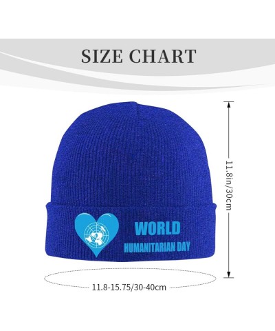 Humanitarian Day Winter Warm Knit Hat - Soft, Classic,Stretchy Beanie Cap Black Blue $12.79 Skullies & Beanies