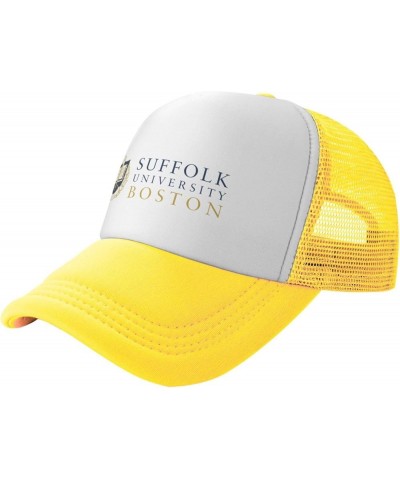 Suffolk University Trucker Hats for Both Men and Women - Mesh Baseball Snapback Hats Yellow $9.89 Baseball Caps