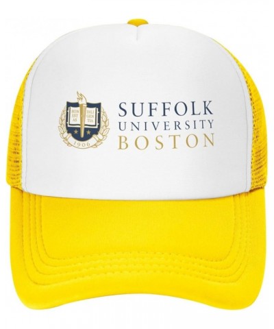 Suffolk University Trucker Hats for Both Men and Women - Mesh Baseball Snapback Hats Yellow $9.89 Baseball Caps