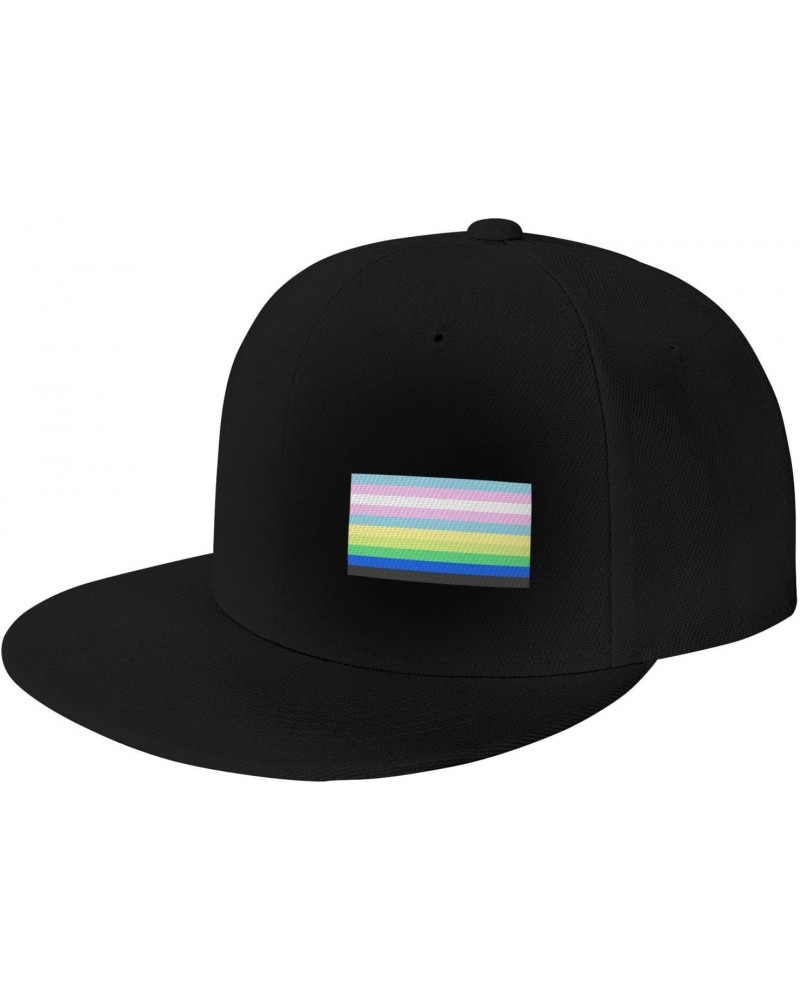 Gendervariant Pride Flag LGBTQ Adult Adjustable Outdoor Activities Sports Traveling Trucker Hats Flat Bill Baseball Cap Black...