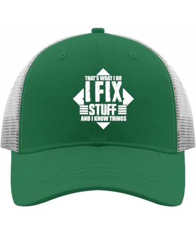 Thats What I Do I Fix Stuff and I Know Things Trucker Hat Custom Baseball Cap Apricot Trucker Hats Women Gifts for Green $11....