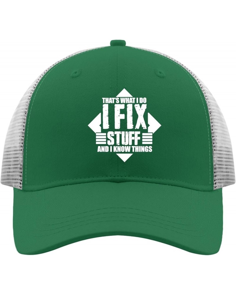 Thats What I Do I Fix Stuff and I Know Things Trucker Hat Custom Baseball Cap Apricot Trucker Hats Women Gifts for Green $11....