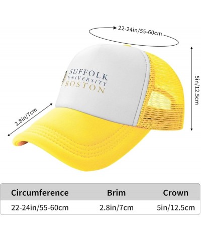 Suffolk University Trucker Hats for Both Men and Women - Mesh Baseball Snapback Hats Yellow $9.89 Baseball Caps