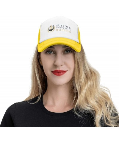 Suffolk University Trucker Hats for Both Men and Women - Mesh Baseball Snapback Hats Yellow $9.89 Baseball Caps