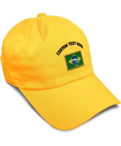 Soft Baseball Cap Brazil Futbol America Cup Dad Hats for Men & Women Golden Yellow Personalized Text Here $16.23 Baseball Caps