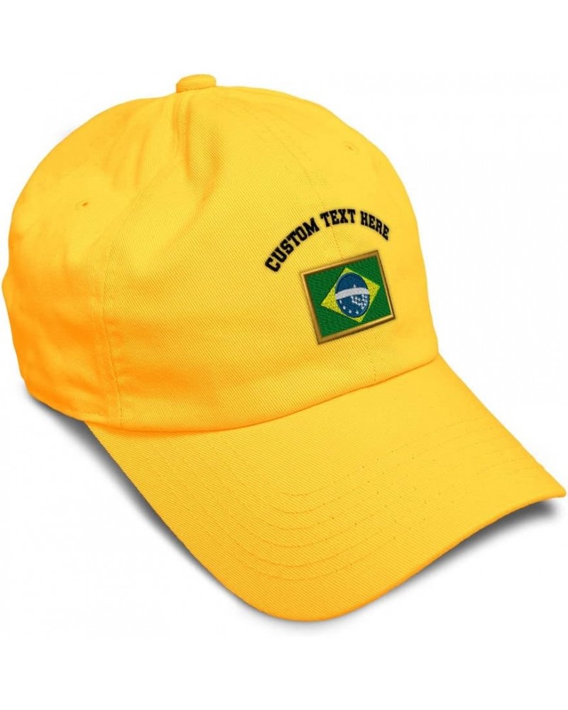 Soft Baseball Cap Brazil Futbol America Cup Dad Hats for Men & Women Golden Yellow Personalized Text Here $16.23 Baseball Caps