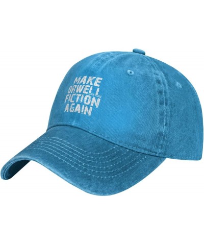 Make Orwell Fiction Again 100% Cotton Unisex Baseball Hat Classic Washed Denim Trucker Hat Adjustable,Black Blue $9.73 Baseba...