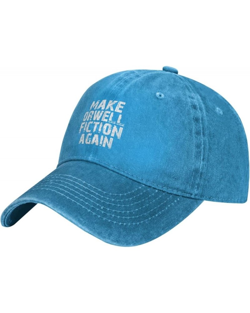 Make Orwell Fiction Again 100% Cotton Unisex Baseball Hat Classic Washed Denim Trucker Hat Adjustable,Black Blue $9.73 Baseba...