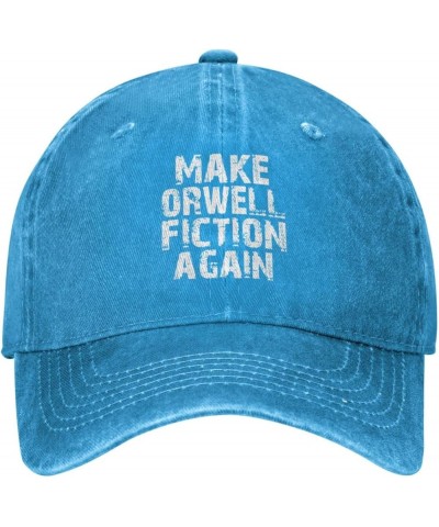 Make Orwell Fiction Again 100% Cotton Unisex Baseball Hat Classic Washed Denim Trucker Hat Adjustable,Black Blue $9.73 Baseba...