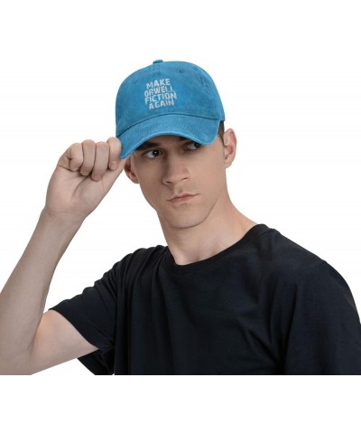 Make Orwell Fiction Again 100% Cotton Unisex Baseball Hat Classic Washed Denim Trucker Hat Adjustable,Black Blue $9.73 Baseba...