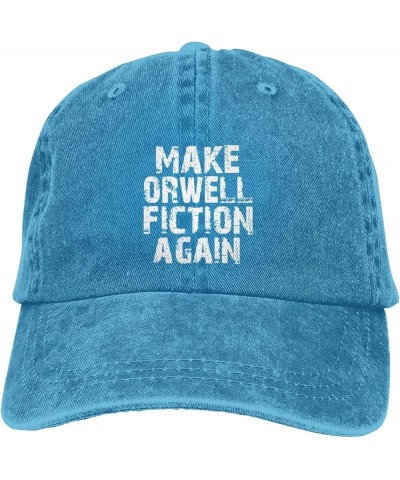 Make Orwell Fiction Again 100% Cotton Unisex Baseball Hat Classic Washed Denim Trucker Hat Adjustable,Black Blue $9.73 Baseba...