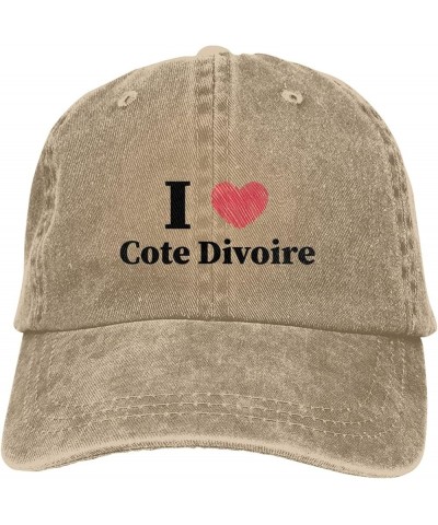 I Love Cote Divoire Baseball Cap for Men Women Hats Adjustable Vintage Cowboy Hat Natural $11.85 Cowboy Hats