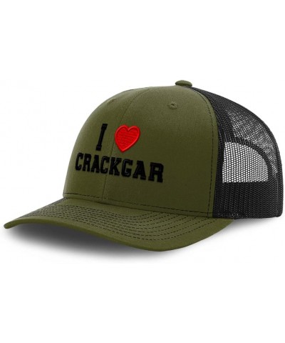 Custom Richardson Trucker Hat I (Love) Crackgar Red Heart Sports Lovers Loden Black Design Only $19.94 Baseball Caps