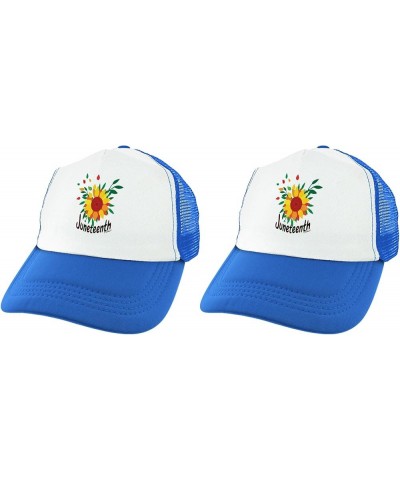 Juneteenth Sunflower Trucker Hat 2 Blue $17.00 Baseball Caps