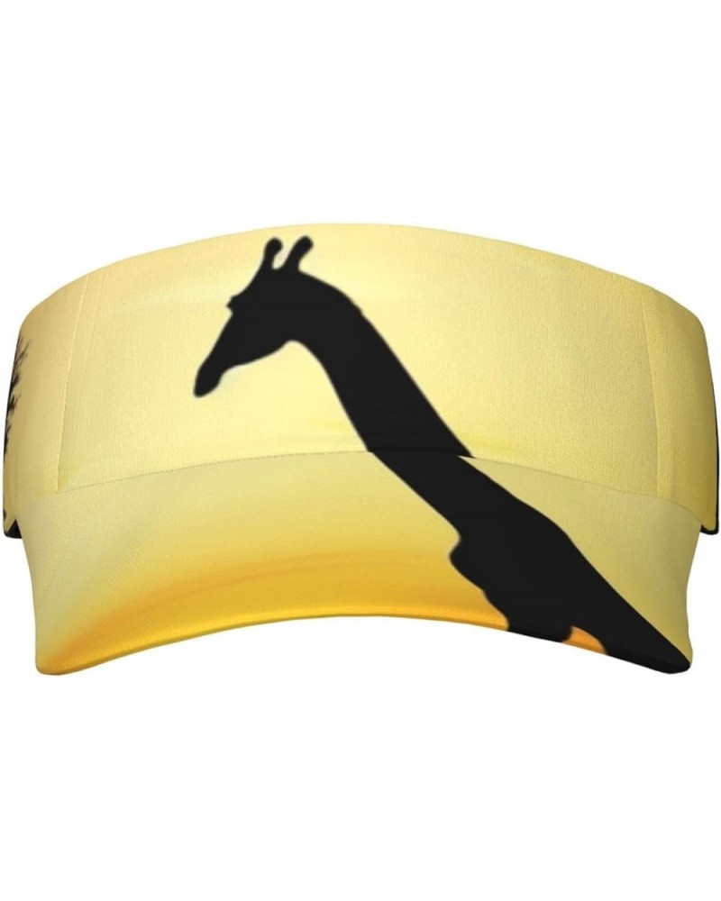 Golden Balloon Printed Adult Sunscreen Visor Cap Fashion Sun hat Outdoor Leisure Cap Giraffe Sunset $15.20 Sun Hats