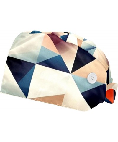 Geometric Cube 2 Pcs Scrub Cap Working Cap with Buttons One Size Adjustable Nurse Hat for Woman Man Color 5 $12.75 Skullies &...