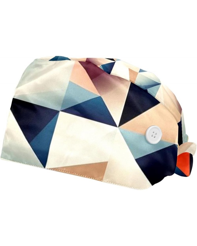 Geometric Cube 2 Pcs Scrub Cap Working Cap with Buttons One Size Adjustable Nurse Hat for Woman Man Color 5 $12.75 Skullies &...