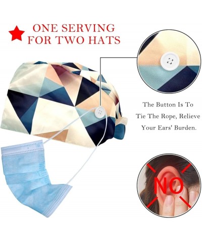 Geometric Cube 2 Pcs Scrub Cap Working Cap with Buttons One Size Adjustable Nurse Hat for Woman Man Color 5 $12.75 Skullies &...