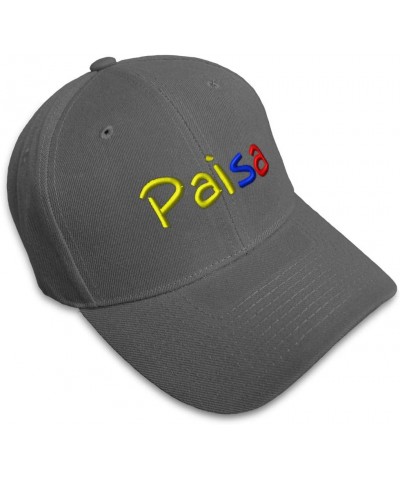 Baseball Cap Paisa Colombian Embroidery Foreign Languages Hats for Men & Women Dark Grey Design Only $14.30 Baseball Caps