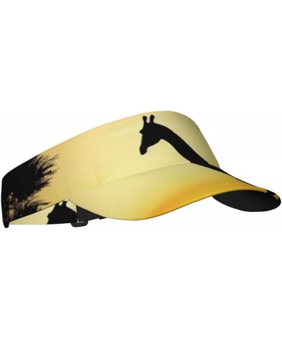 Golden Balloon Printed Adult Sunscreen Visor Cap Fashion Sun hat Outdoor Leisure Cap Giraffe Sunset $15.20 Sun Hats