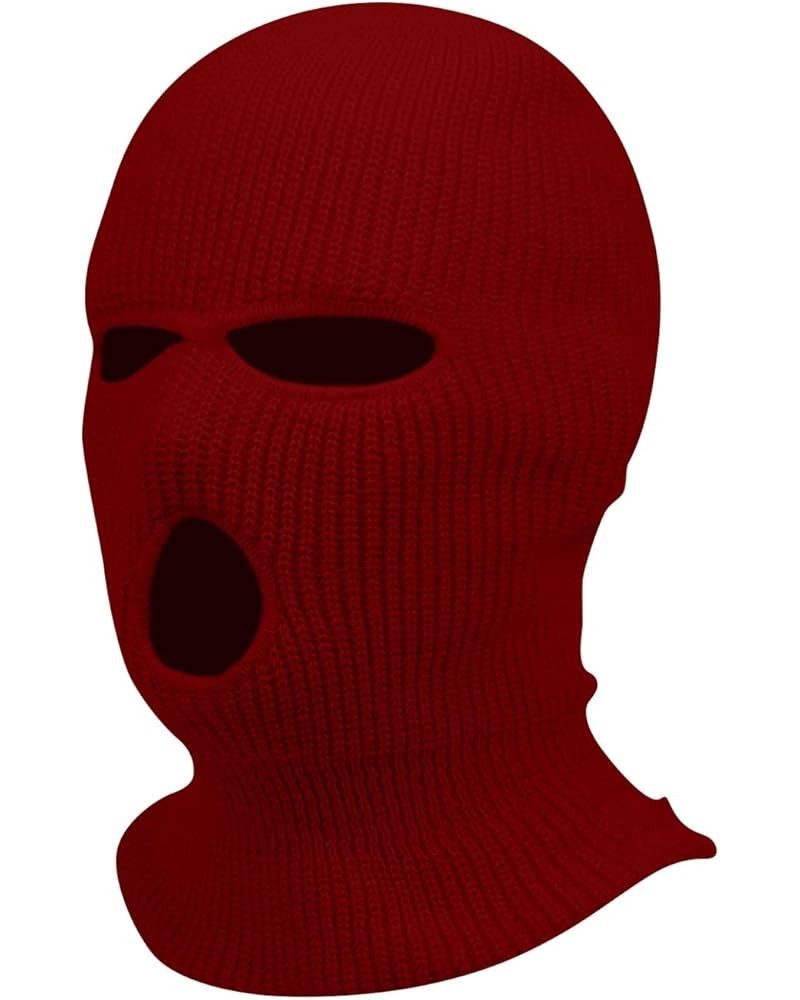 Three Hole Candy Colored Wool Hat with A Hood for Outdoor Cycling Windproof Mask J80_wine $7.79 Skullies & Beanies