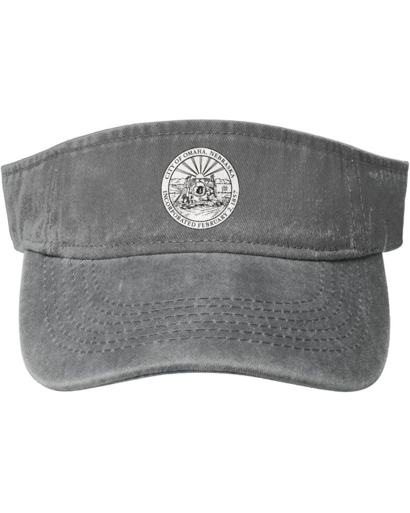 Seal of Omaha, Nebraska Sun Visor Hats for Women Men Adjustable Sports Sun Hats Cotton Golf Cap Gray $14.08 Visors