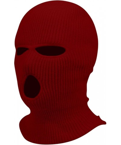 Three Hole Candy Colored Wool Hat with A Hood for Outdoor Cycling Windproof Mask J80_wine $7.79 Skullies & Beanies